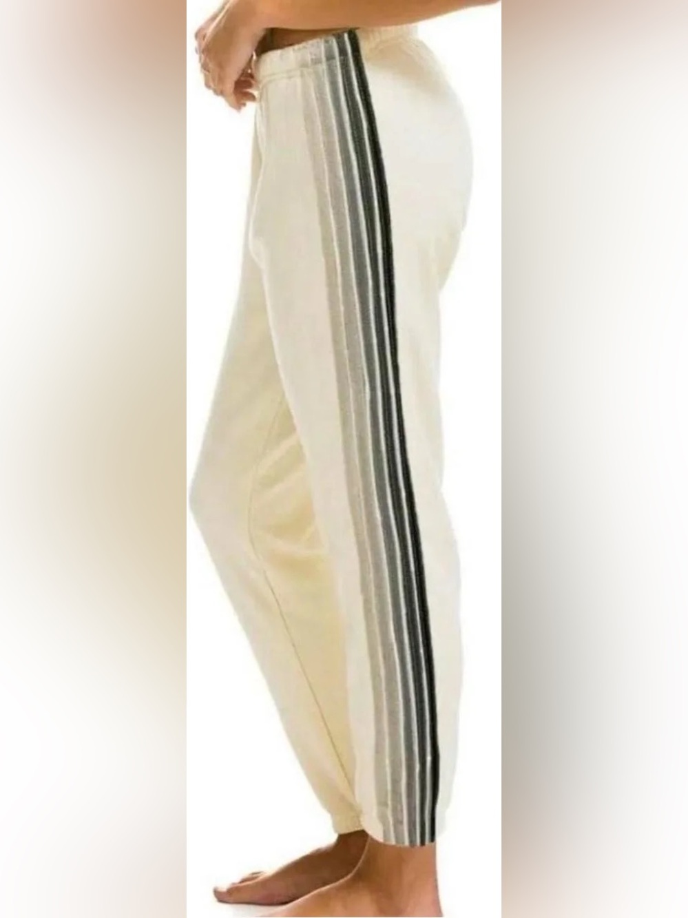 Aviator Nation 5 stripe sweatpants - vintage white//grey stripe. Size M.